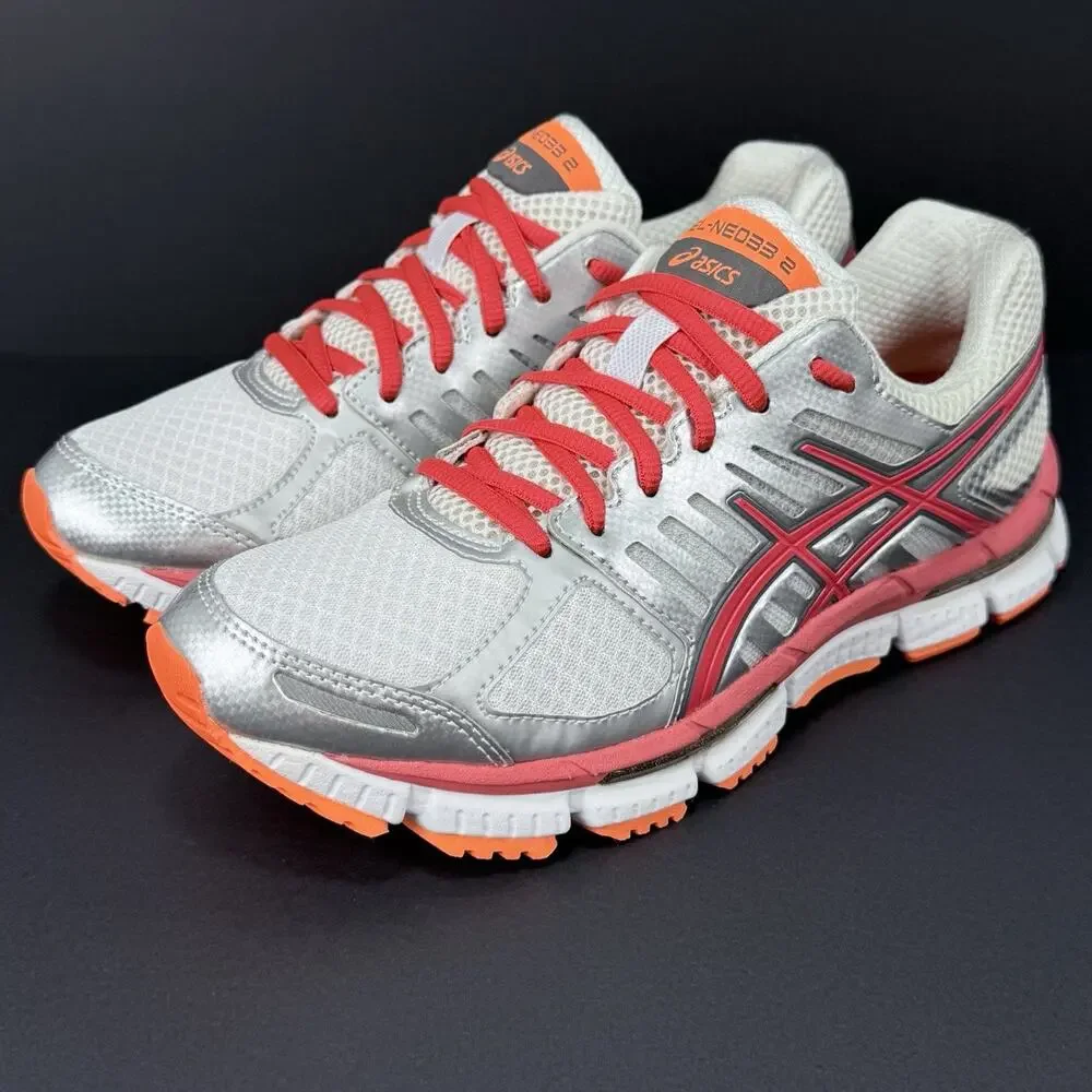 ASICS Gel-Neo33 2 Women’s Size 7.5 Gray Orange Running Shoes Pre-owned Excellent
